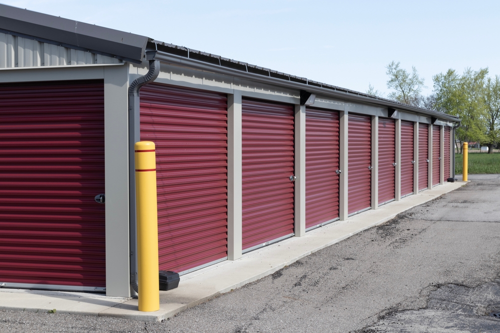 a row of self-storage units